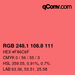 カラーコード: RGB 248.1 108.8 111 | qconv.com