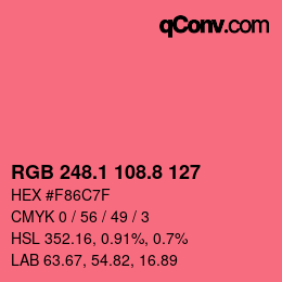 カラーコード: RGB 248.1 108.8 127 | qconv.com