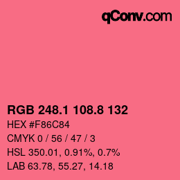 カラーコード: RGB 248.1 108.8 132 | qconv.com