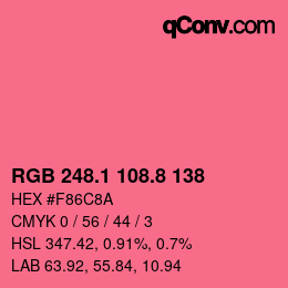 カラーコード: RGB 248.1 108.8 138 | qconv.com