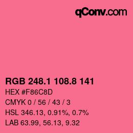 カラーコード: RGB 248.1 108.8 141 | qconv.com