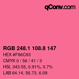 カラーコード: RGB 248.1 108.8 147 | qconv.com