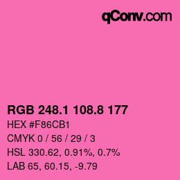 カラーコード: RGB 248.1 108.8 177 | qconv.com
