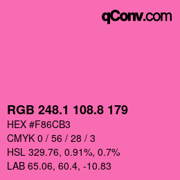 カラーコード: RGB 248.1 108.8 179 | qconv.com