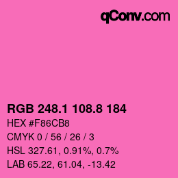 カラーコード: RGB 248.1 108.8 184 | qconv.com
