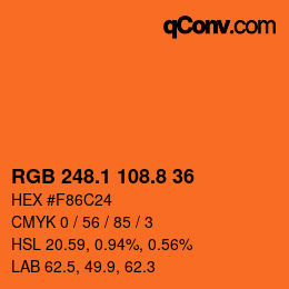カラーコード: RGB 248.1 108.8 36 | qconv.com