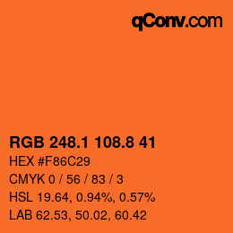 Color code: RGB 248.1 108.8 41 | qconv.com
