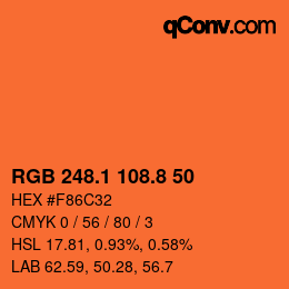 Color code: RGB 248.1 108.8 50 | qconv.com