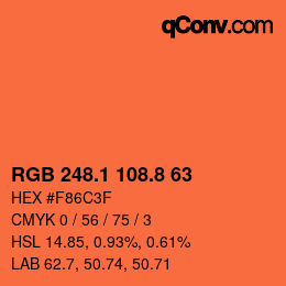カラーコード: RGB 248.1 108.8 63 | qconv.com