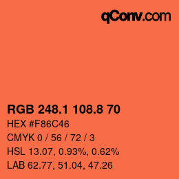 Color code: RGB 248.1 108.8 70 | qconv.com