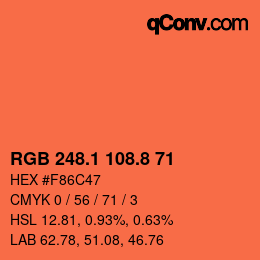 Color code: RGB 248.1 108.8 71 | qconv.com