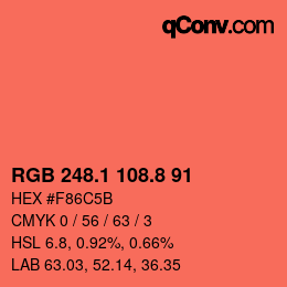 カラーコード: RGB 248.1 108.8 91 | qconv.com