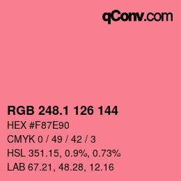 カラーコード: RGB 248.1 126 144 | qconv.com