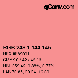 カラーコード: RGB 248.1 144 145 | qconv.com