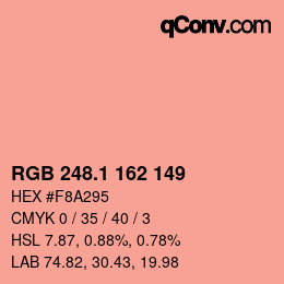 カラーコード: RGB 248.1 162 149 | qconv.com