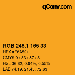 カラーコード: RGB 248.1 165 33 | qconv.com