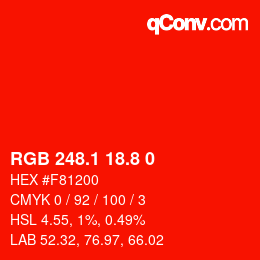 カラーコード: RGB 248.1 18.8 0 | qconv.com