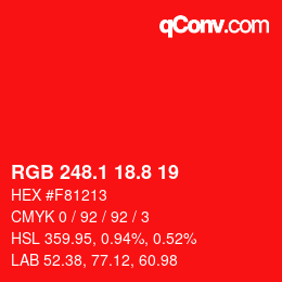 カラーコード: RGB 248.1 18.8 19 | qconv.com