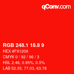カラーコード: RGB 248.1 18.8 9 | qconv.com