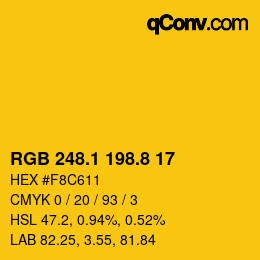 カラーコード: RGB 248.1 198.8 17 | qconv.com