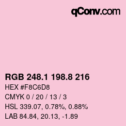 カラーコード: RGB 248.1 198.8 216 | qconv.com