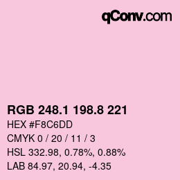 カラーコード: RGB 248.1 198.8 221 | qconv.com