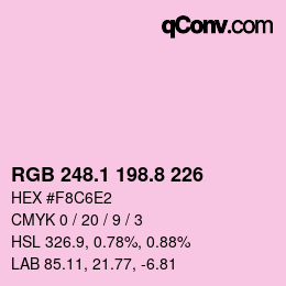 カラーコード: RGB 248.1 198.8 226 | qconv.com
