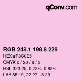Color code: RGB 248.1 198.8 229 | qconv.com