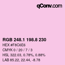 Color code: RGB 248.1 198.8 230 | qconv.com