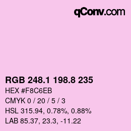 Color code: RGB 248.1 198.8 235 | qconv.com