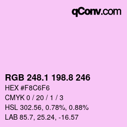 カラーコード: RGB 248.1 198.8 246 | qconv.com