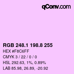 カラーコード: RGB 248.1 198.8 255 | qconv.com