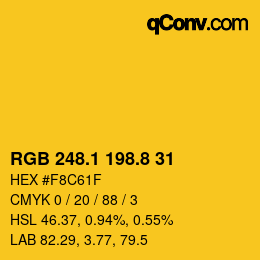 カラーコード: RGB 248.1 198.8 31 | qconv.com
