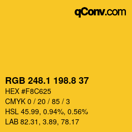 カラーコード: RGB 248.1 198.8 37 | qconv.com
