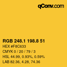 カラーコード: RGB 248.1 198.8 51 | qconv.com