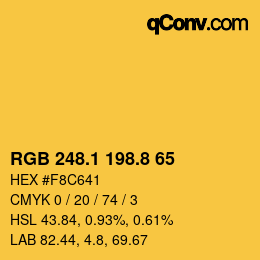 カラーコード: RGB 248.1 198.8 65 | qconv.com