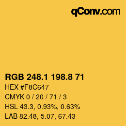 カラーコード: RGB 248.1 198.8 71 | qconv.com