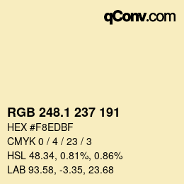 カラーコード: RGB 248.1 237 191 | qconv.com