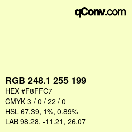 カラーコード: RGB 248.1 255 199 | qconv.com
