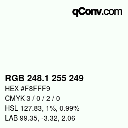 Color code: RGB 248.1 255 249 | qconv.com