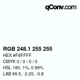カラーコード: RGB 248.1 255 255 | qconv.com
