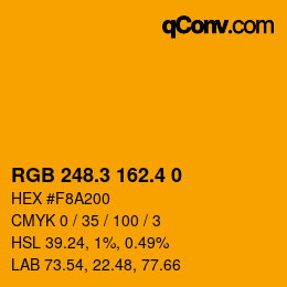 カラーコード: RGB 248.3 162.4 0 | qconv.com