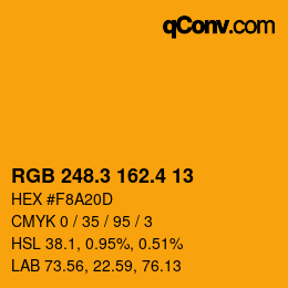 カラーコード: RGB 248.3 162.4 13 | qconv.com