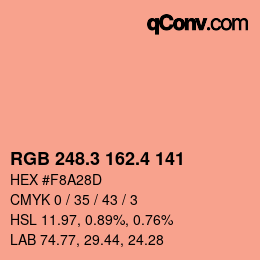 カラーコード: RGB 248.3 162.4 141 | qconv.com