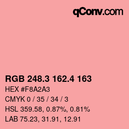カラーコード: RGB 248.3 162.4 163 | qconv.com