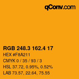 カラーコード: RGB 248.3 162.4 17 | qconv.com