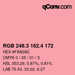 カラーコード: RGB 248.3 162.4 172 | qconv.com