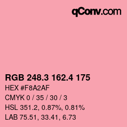 カラーコード: RGB 248.3 162.4 175 | qconv.com