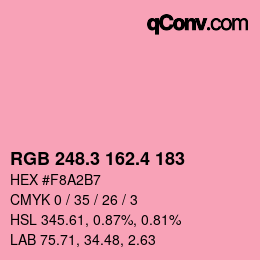 カラーコード: RGB 248.3 162.4 183 | qconv.com