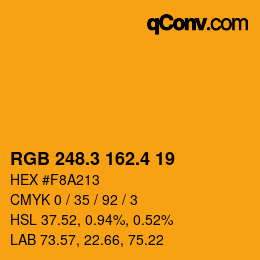 カラーコード: RGB 248.3 162.4 19 | qconv.com